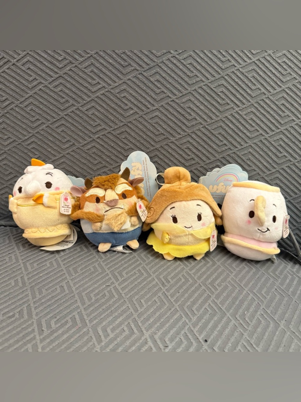 NWT Disney Ufufy Beauty and The Beast Belle Lumiere And Chip 4” Inch Pieces Set